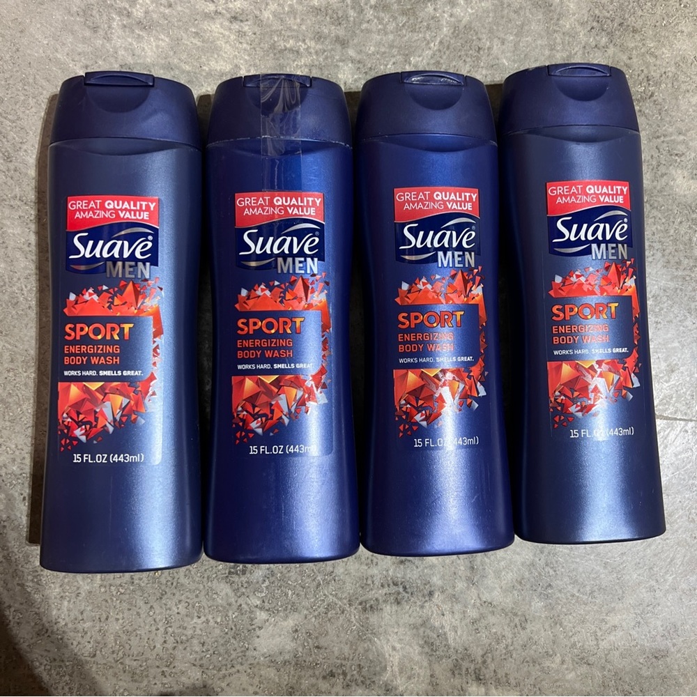 lot 4 Suave Sport Men's Body Wash, Energizing Body Wash, 15 oz each